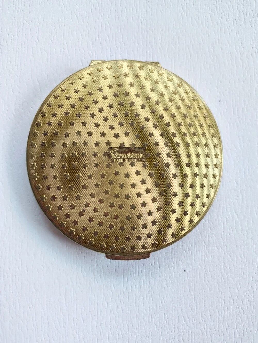 Vintage Stratton Powder Compact Mirror Made in England Art Deco Lady Vanity Gold